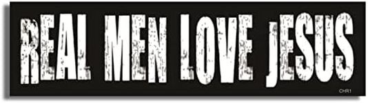 "Real Men Love Jesus" New Funny Novelty Bumper Magnet Decal for Cars for Trucks for Adults Christian Bible God