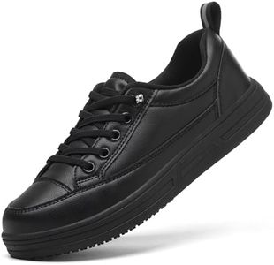 Treesky Non-Slip Shoes for Women in Food Service - Waterproof, Lightweight, Comfortable, Stable, Suitable for Restaurant and Crew Work. Black, 8.5