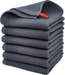 6-Pack 100% Cotton Waffle Weave Kitchen Dish Cloths, Ultra Soft and Absorbent Dish Towels, Reusable Absorbent Cleaning Cloths, Quick Drying Dish Rags, 12x12 Inches, Dark Grey