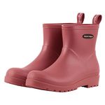 planone Short rain Boots for Women Waterproof size 8 Hawthorn Red Garden Shoes Anti-Slipping Rainboots for Ladies Comfortable Insoles Stylish Light Ankle rain Shoes matte Outdoor Work Shoes