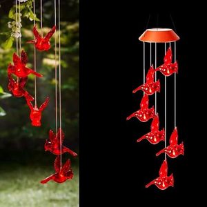 Topadorn Cardinal Solar Mobile Waterproof Wind Chimes Automatic Light Solar Powered Color Changing Wind Chimes Fade and Weather Resistant for Outdoor Garden Patio Yard Home Décor