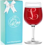 Monogrammed A-Z Wine Gifts for Women - 12.75 oz Engraved Personalized Wine Glass- Funny Wine Lover Monogram Gifts for Women - Unique Wine Glasses Gift Set (L)