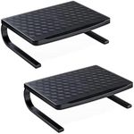 2Halter Monitor Stand Riser, Computer Desk Organizer and Cable Management, for Laptop, TV, Printer with Sturdy Metal Legs, 2 Pack, Black