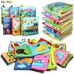 teytoy My First Soft Book, Baby Book Fabric Activity Crinkle Books Nontoxic Baby Bath Book Cloth Books for Babies 0 Months+, Baby Gifts Infants Early Education Toys -Pack of 6