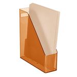 mDesign Plastic Slim Vertical File Folder Storage Organizer Bin with Handle - Hold Notebooks, Binders, Envelopes, Magazines for Home Office, Work Desktops, Ligne Collection,Sand Beige Tint