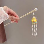 Lantern Light Tassel Hairpins Hair Stick phoenix Chinese Coiled Hair Antique Hair Pin Hair Accessories for Women Red #010