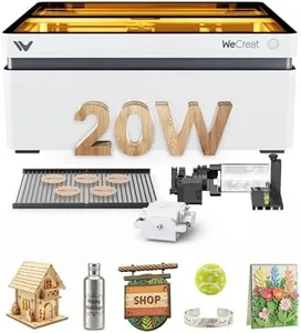 WECREAT Vision 20W(20,000mW) Laser Engraver, 4-in-1 Desktop Diode Laser Engraver and Cutter with Rotary, Smart Camera, Auto-Lifting Enclosure, Air Assist and Laser Bed for Wood Acrylic Metal