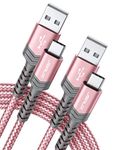 USB C Cable, JSAUX (2m 2-Pack) Type C Fast Charger Charging Cable Braided Compatible for Samsung Galaxy S10 S9 S8 S20 Plus A3 A5 2017 Note 10 9 8, Huawei P10 P9, Google Pixel, Sony Xperia XZ, LG -Pink