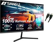 SANSUI Monitor 27 inch IPS 100Hz Computer Monitor, Type-C FHD HDR Built-in Speakers HDMI 110% sRGB RTS/FPS Tilt Adjustable VESA Compatible, for Game and Office (ES-27X3 HDMI Cable Included)