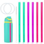 6pcs Straw Replacements for Owala FreeSip 24 oz 32 oz, Reusable Plastic Straws with 2 Seal Lid Gaskets and 1 Cleaning Brush for Owala Water Bottle Tumbler Cup Accessories Parts (3 Colors)