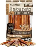 Mighty Paw Naturals Bully Sticks for Small Dogs & Medium Dogs - Grass Fed Beef Dog Chews. Dog Bully Sticks for Large Dogs. Lower Odor Bully Sticks. Single Ingredient (6" - 10 Pack)