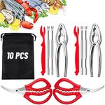 10 Pcs Seafood Tools Set - Crab Lobster Crackers Stainless Steel Forks Opener Shellfish Lobster Crab Leg Sheller Seafood Scissors