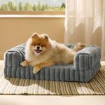 Bedsure Orthopedic Dog Bed for Small Dogs & Cats, Waterproof Memory Foam Pet Beds, Washable Removable Faux Fur & Corduroy Cover, Egg-Crate Foam Dog Couch Sofa with Sides & Non-Slip Bottom, Grey 24"