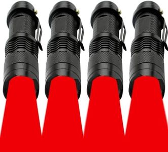 MVIOCS Red Light Flashlight, LED Red Light, Red LED Flashlights, Powerful Red Light Flashlight with Clip for Hunting, Astronomy, Night Observation and Outdoor Activities (4 Pieces)