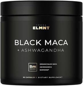 ELMNT 40,000mg 40x Strength Organic Black Maca Root + Ashwagandha - #1 Highest Potency Black Maca Root Capsules for Men Supplement 100% Pure Maca Peruana 40:1 Extract Maca Powder Pills Male Booster