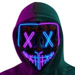 Poptrend Halloween Mask LED Light up Mask Scary mask for Festival Cosplay Halloween Costume Masquerade Parties (Blue+Purple)