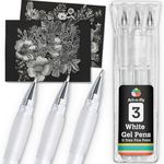 Fine Point White Gel Pen For Artists With Archival Ink Fine Tip Sketching Pens Drawing Illustration (3, White)