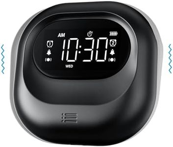 Mesqool Vibrating Alarm Clock for Heavy Sleepers, Battery Operated Rechargeable Bed Shaker Under Pillow, Weekday/Weekend Dual Alarms, Wireless, Cordless, Travel Digital Clock for Hearing-impaired