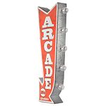 Arcade Reproduction Vintage Advertising Sign - Battery Powered LED Lights, Double Sided Metal Wall Mounted - 25 x 10 x 3 inches