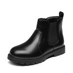 DREAM PAIRS Girls Boots Ankle Boots for Kids Side Zipper Chelsea Boots School Shoes Little Kid/Big Kid,Size 4 Big Kid,Black/pu,SDBO2219K