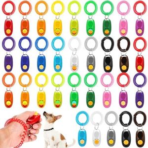 Hiboom 34 Pcs Pet Dog Training Clicker Set with Wrist Strap Colorful Cat Clicker Training Kit Training Clicker for Pet Behavioral Training Accessories for Dog Cat Horse Bird Dolphin (17 Colors)