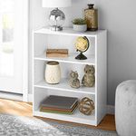 Mainstay' 3-Shelf Bookcase | Wide Bookshelf Storage Wood Furniture Bundle Set (White) (White)