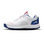 Hundred TerraLite Cricket Shoes | TerraSpike Rubber Studs | Embedded Support Plate for Stability | Lightweight & Durable | Ideal for Turf, Ground & Hard Surfaces (White/Navy Blue/Red ; UK 8)