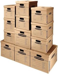 Bankers Box 12 Pack Kit, Classic Moving Boxes, 8 Small and 4 Medium Tape-Free with Reinforced Handles