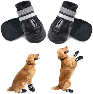 Dog Boots, Set of 4 Non-Slip Shoes, Waterproof Dog Protective Boots for Medium and Large