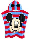 Disney Mickey Mouse 3D Ears Poncho Towel for Kids | OneSize Hooded Bath Towelling for Girls and Boys | Beach Swim Cover Up for Children and Toddlers Blue