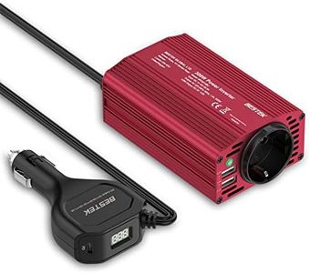 BESTEK Inversor de Corriente 300W para Coche con Cargador de Coche USB-PD 18W, Transformador 12V a 220V con 2 Salidas USB 1 AC Toma y Encendedor, Convertidor Onda Sinusoidal con Protección para Coche