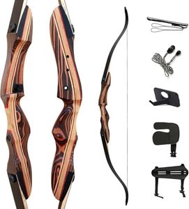 Deerseeker Archery 62" Takedown Recurve Bow Set with Right Hand & Left-Handed Riser Laminated Limbs 20-60 lbs for Adults & Youth, Archery Practice & Bow Hunting (45 lb, Right Hand)