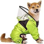 Dog Raincoat Hooded Poncho,Casual Light Pet Raincoat Reflective Waterproof Dog Raincoat with Transparent Hat Large Dog Medium Dog