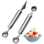 Melon Baller - 2 Pieces Stainless Steel Fruit Ball Scoop Carving Tools Double Sided, Multifunction Kitchen Peeler Cutter Slicer for Watermelon Ice Cream DIY Salads, 30mm