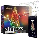 Twinkly Strings 250 LED RGB+ White, LED Light String, in- and Outdoor Smart Multicolor LED Lights, Mappable LEDs, Compatible with Alexa and Google Home, IP44, Transparent Wire, 20m