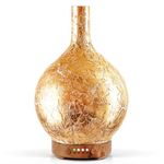 Rose Gold Essential Oil Diffuser 3D Glass Aromatherapy Ultrasonic Humidifier,Waterless Auto-Off,Timer Setting, BPA Free,air Refresh for Home Hotel Yoga Leisure SPA Gift 100ml-A4-100ml Gold Plated Aladdin