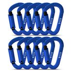 FVW 10 Pack Heavy Duty Climbing Carabiners, 25KN Auto Locking Rock Climbing Carabiners Clips for Hammocks, Swing, Locking Dog Leash and Harness, Camping, Hiking & Utility, D-Shaped, (Blue)