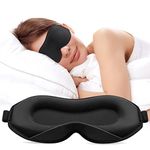 Umisleep Upgraded Sleep Mask, Perfect Sleeping Mask for Side Sleepers, 3D Ultra Soft Comfortable Eye Masks for Sleeping Women Men Kids with Adjustable Strap, Blindfold for Travel/Sleep/Nap, Black