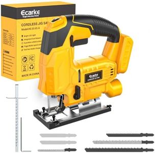 Ecarke Cordless Jig Saw Compatible With Dewalt 20V Battery, 4 Orbital Sets, 6 Variable Speeds Control, Dust-Blowing, ±45° Bevel Cuts, LED Light and 6PCS Blades For Cutting (Only Tool)
