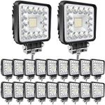 SAN YOUNG LED Work Lights for Truck Tractor 4 Inch LED Light Pods 120W 10000lm 12V 24V ATV UTV RV Boat Pickup Golf Cart LED Off Road Driving Lights, 20Pack