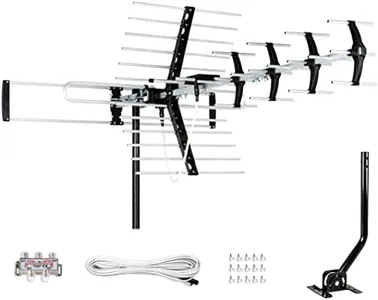 Five Star Outdoor HDTV Antenna up to 200 Mile Long Range, Attic or Roof Mount, Digital OTA Antenna for 4K 1080P VHF UHF Supports 4 TVs Installation Kit & J Mount, ATSC 3.0 Ready