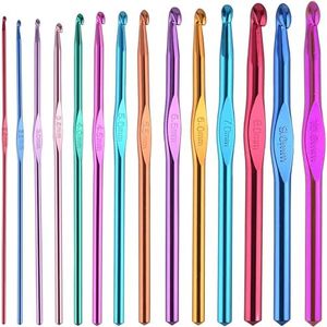 Crochet Hook Set - 14 Pcs Crochet Needles 2-10mm Crochet Hooks for Beginners Metal Crochet Hooks Set Crocheting Hooks Crochet Needles for Crocheting Yarn