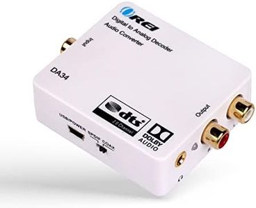 Orei DA34 Digital to Analog Audio Decoder SPDIF/Coaxial 5.1-Channel Input to RCA L/R/3.5mm Headphone Output