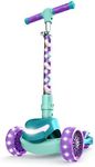 Jetson Disney’s The Little Mermaid Three-Wheel Kids’ Kick Scooter, LED Lights on Stem & Light-Up Wheels, Height-Adjustable Handlebar, Lean-to-Steer System, Easy-Folding Mechanism, Ages 3+, JMRMD-3KIK