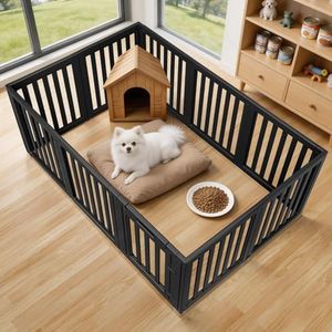 LoveTail Dog Playpen, Clear Dog Pen, Dog Pen Indoor, Easy to Install and Remove Dog Play Pen, Puppy Playpen Suitable for Dogs, Cats,Dog Playpen Indoor(Black, 23.6 inch Height, 10 Panels)