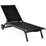Giantex Lounge Chairs for outside Patio Chaise Lounges Aluminum Recliner W/Adjustable 6 Backrest Positions and Wheels for Patio Beach Poolside Outdoor Sunbathing Chair(1, Black)