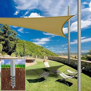 2 Packs Shade Sail Poles, 12 ft Heavy Duty Sun Sail Shade Poles with Spiral Drill Bit, Sun Shade Sail Poles with D-clamp for Sun Shade Sail String Light Garden Yard Backyard Grassland