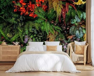 Jdayda Green Leaf Mural Peel and Stick WallpaperTropical Botanical Leavesself Adhesive Wall Murals for Bedroom Living Room