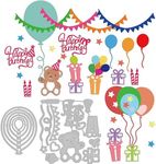 INFUNLY 19pcs Balloons Metal Die Cuts Happy Birthday Cutting Die for Card Making Balloons Cake Cutting Metal Balloons Stencils for Scrapbooking Embossing Die Cuts for DIY Album Decorative