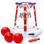 EagleStone Swimming Pool Basketball Hoop Toys, Floating Basketball Hoop Outdoor Game, Inflatable Pool Toys for Toddlers with 3 Large Balls, Pump, Water Basketball Hoops w/Stickers for Kids and Adults